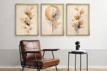 Beżowe Plakaty- Abstrakcyjne Liście, Rośliny | Obrazy na ścianę Akwarela | Elegancka Dekoracja do wnętrz Boho 94026 - miniaturka 4