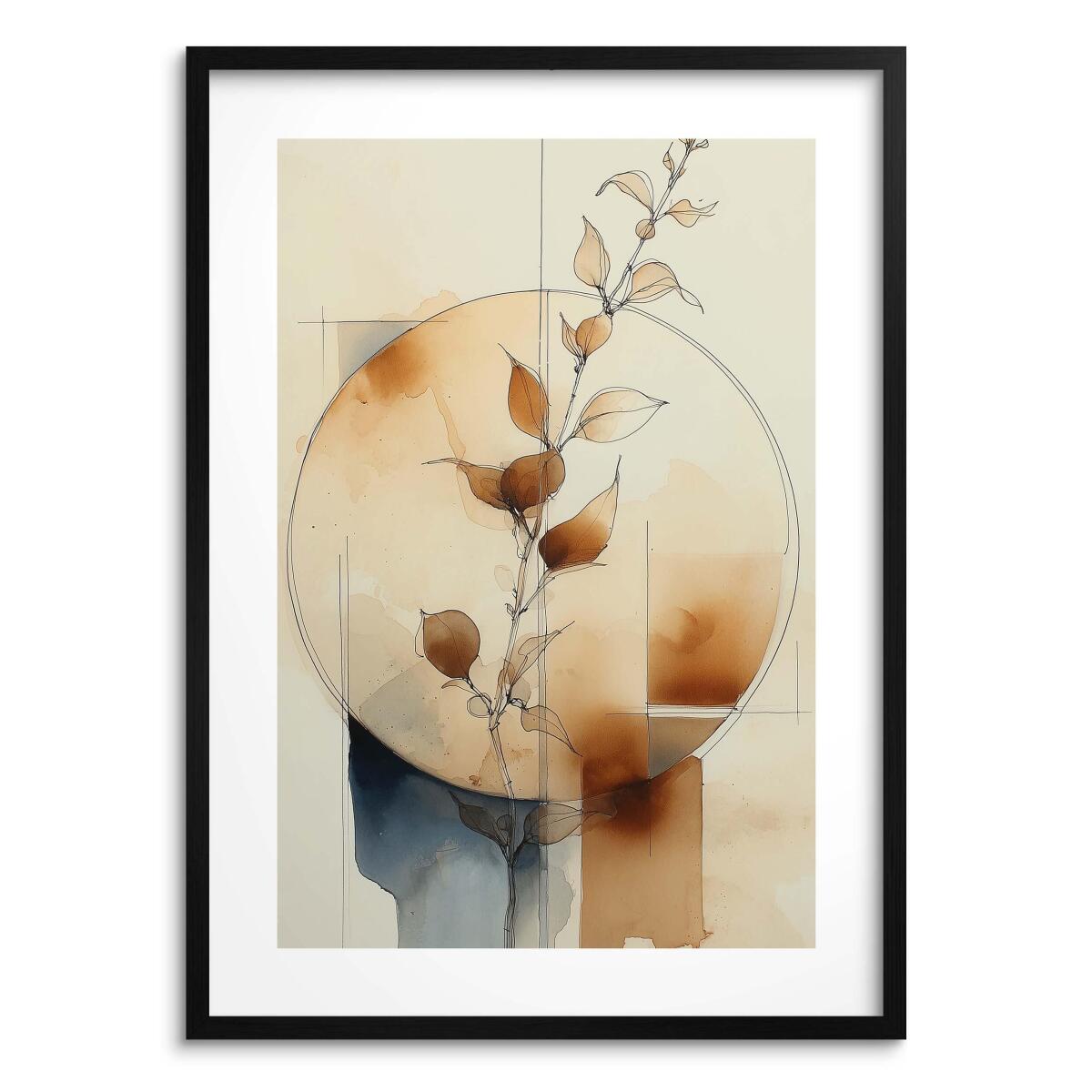 Minimalistyczny plakat boho- harmonia natury | Akwarelowa kompozycja w odcieniach beżu i brązu 82202 - zdjęcie 6