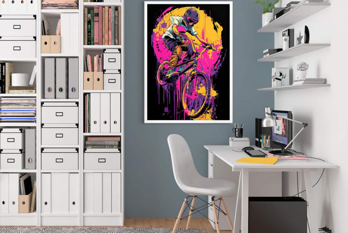 Neonowy Plakat BMX – Kolorowa Grafika Urban Style | Nowoczesna Dekoracja Ścienna do Pokoju Młodzieżowego- Graffiti 82193