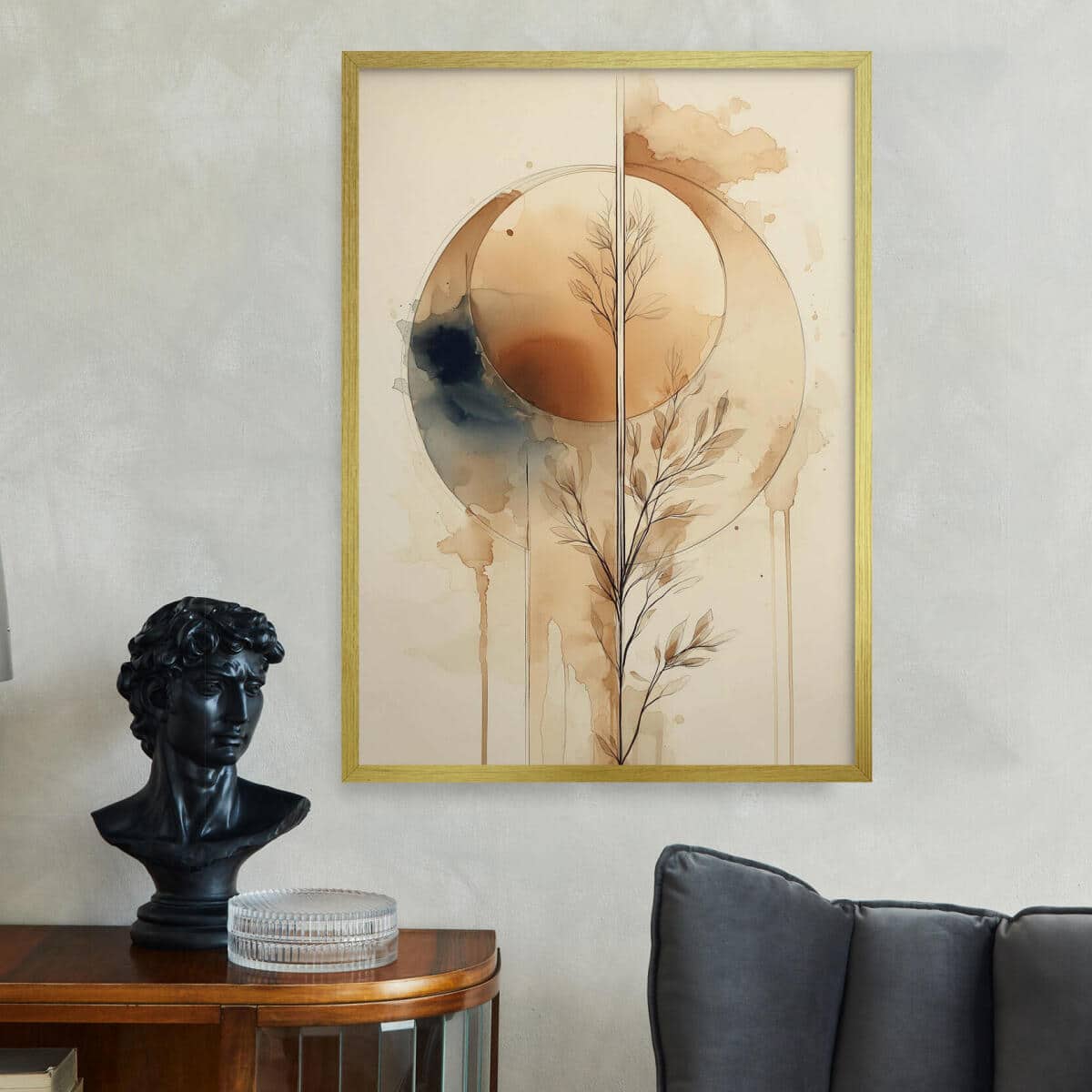 Plakat do Salonu Boho i Minimalizm | Abstrakcyjny Wzór Akwarela | Beżowy Obraz na ścianę 82201 - zdjęcie 4