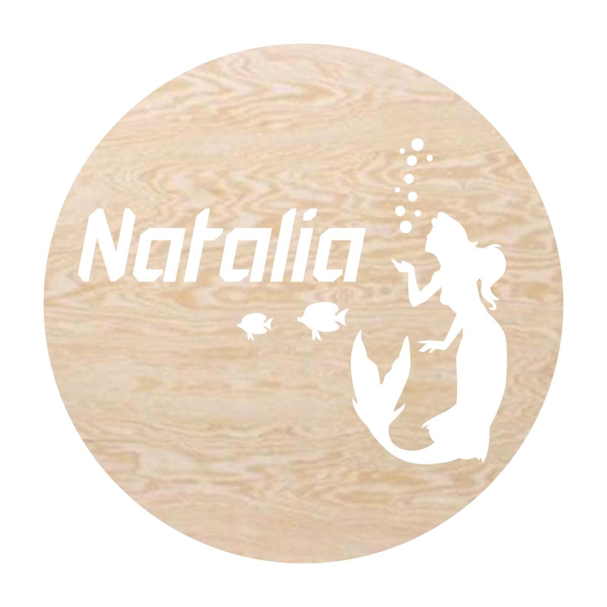 Lampka Nocna dla dzieci z imieniem  | Okrągła Lampka LED na ścianę dla dziewczynki- Syrenka 82268