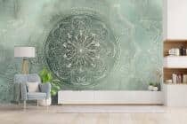 Relaksacyjna Fototapeta z Mandalą w Odcieniach Zieleni i Turkusu | Orientalny, Geometryczny wzór 82148 - miniaturka 2