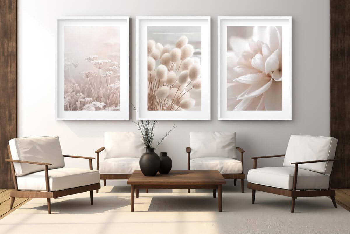 Plakaty Kwiaty Boho | Jasna, Kremowa Dekoracja ścienna do wnętrz w stylu scandi 82217 - zdjęcie 3