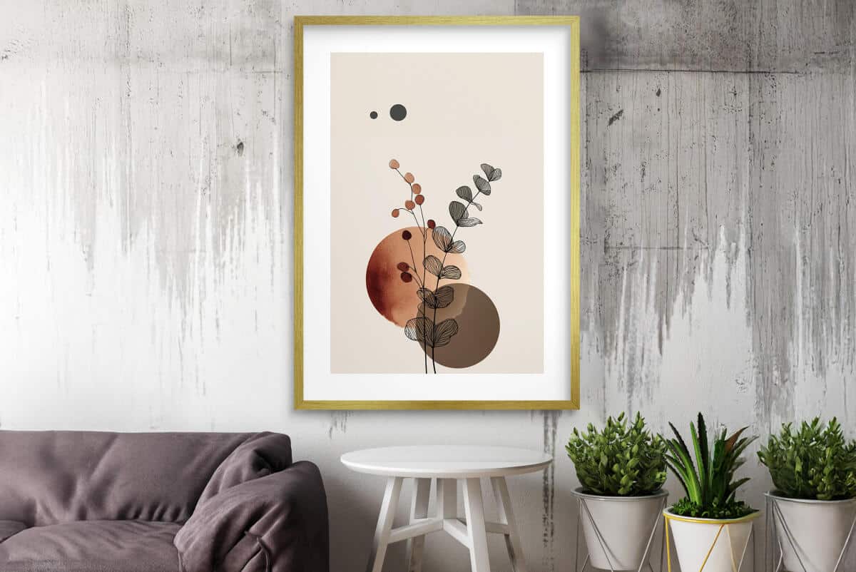 Plakat Line Art- Delikatne liście | Botaniczna abstrakcja w beżu | Minimalistyczny Obraz do salonu w stylu boho 82203