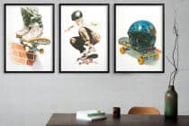 Młodzieżowe Plakaty Street Style- skateboarding | Akwarelowy Tryptyk na ścianę z motywem deskorolki 82198 - miniaturka 2