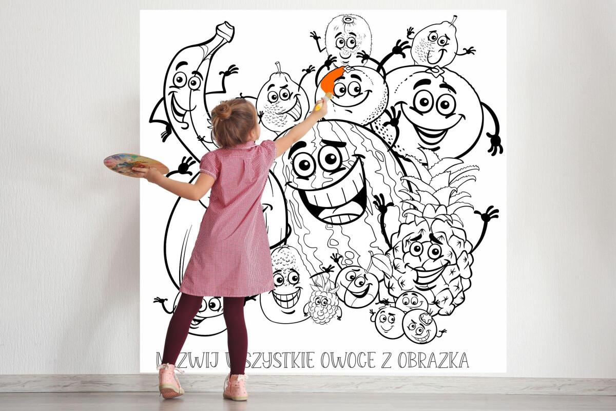 Edukacyjna Kolorowanka XXL na ścianę, podłogę- Owoce | Duże Kolorowanki dla dzieci 82180 - zdjęcie 3