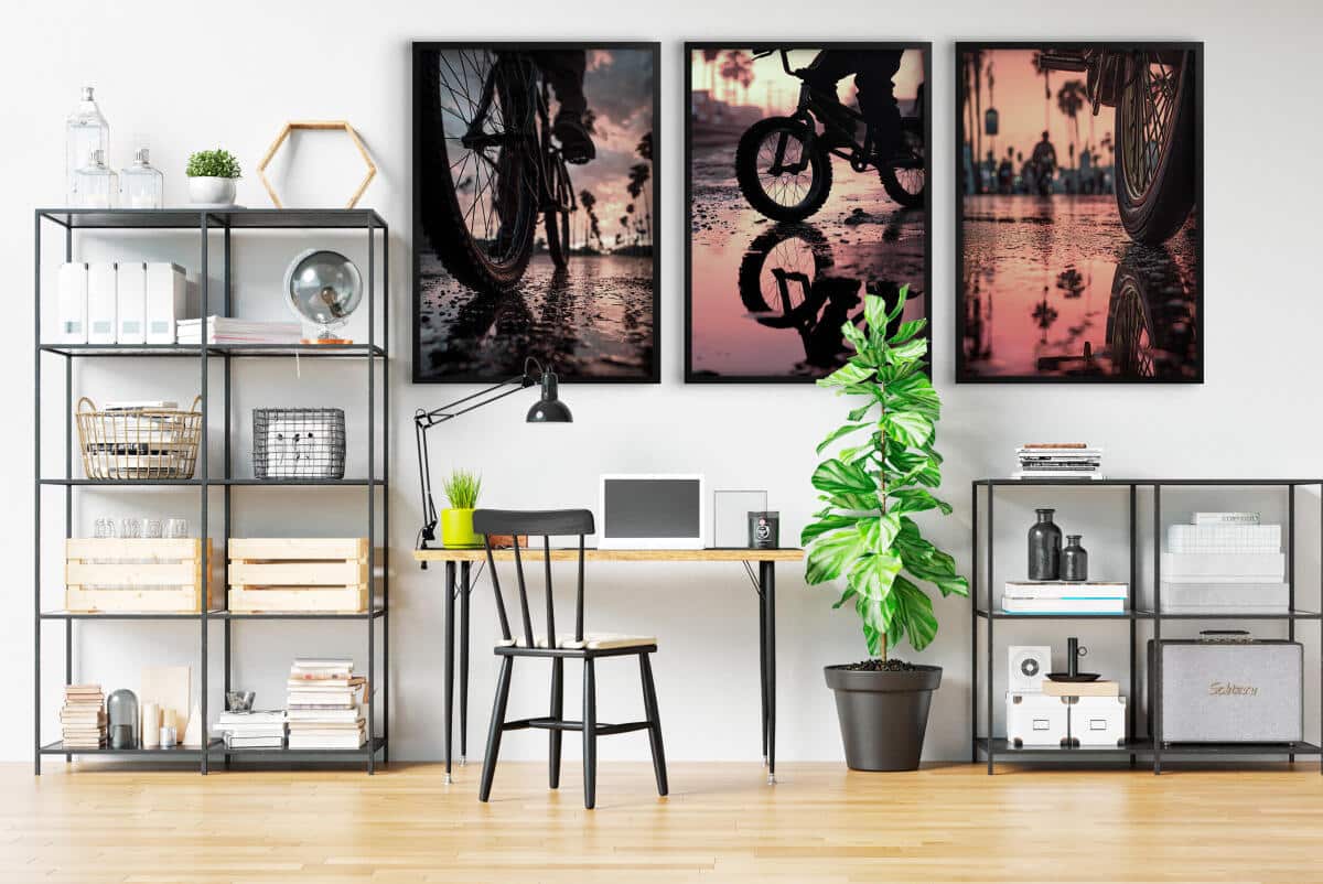 Plakaty Urban Style- Rowery BMX | Klimatyczny Zachód Słońca i Palmy | Dekoracja do pokoju nastolatka 82188 - zdjęcie 4