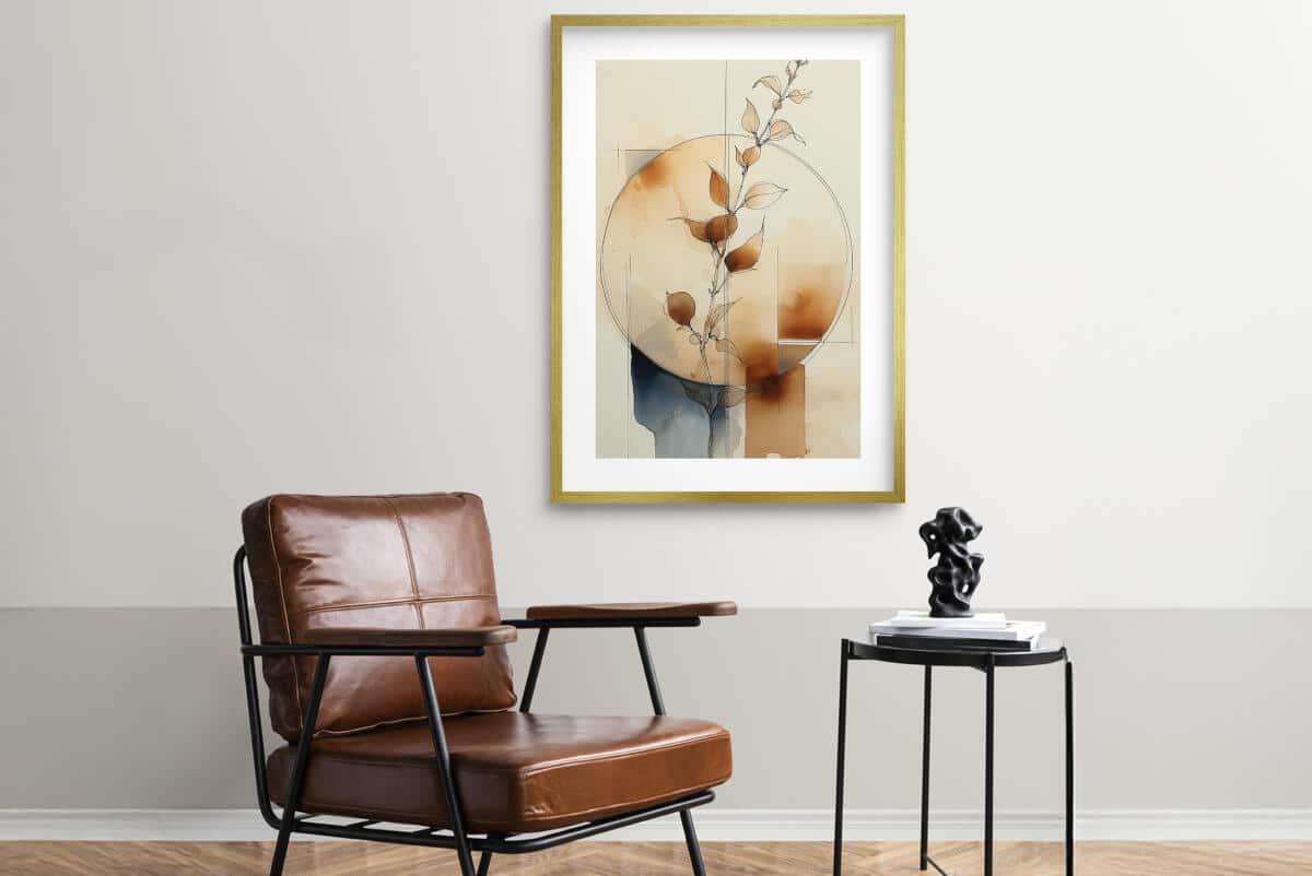 Minimalistyczny plakat boho- harmonia natury | Akwarelowa kompozycja w odcieniach beżu i brązu 82202 - zdjęcie 3