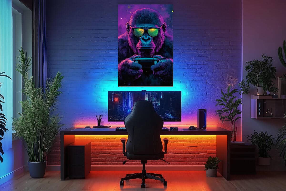 Młodzieżowy Obraz na ścianę- Goryl Gamer | Dekoracja do pokoju gracza, chłopca, nastolatka O94126 - zdjęcie 3