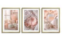 Pastelowe Plakaty z Dyniami | Różowe Obrazy na ścianę boho, hygge | Jesienne dekoracje do salonu, sypialni 82249 - miniaturka 7