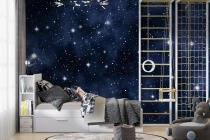 Granatowa Fototapeta do sypialni- Nocne niebo, Gwiazdy | Nowoczesna Tapeta z motywem Gwieździstego Nieba 94028 - miniaturka 1