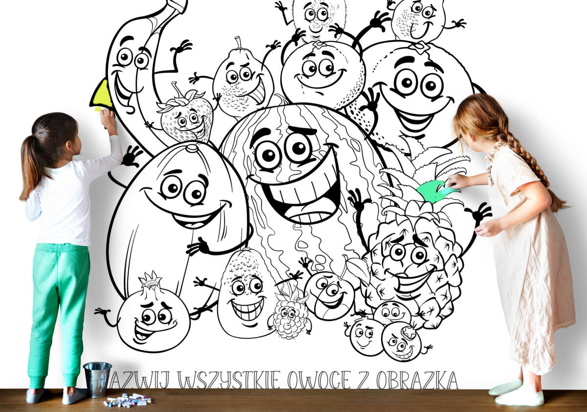 Edukacyjna Kolorowanka XXL na ścianę, podłogę- Owoce | Duże Kolorowanki dla dzieci 82180 - zdjęcie 2
