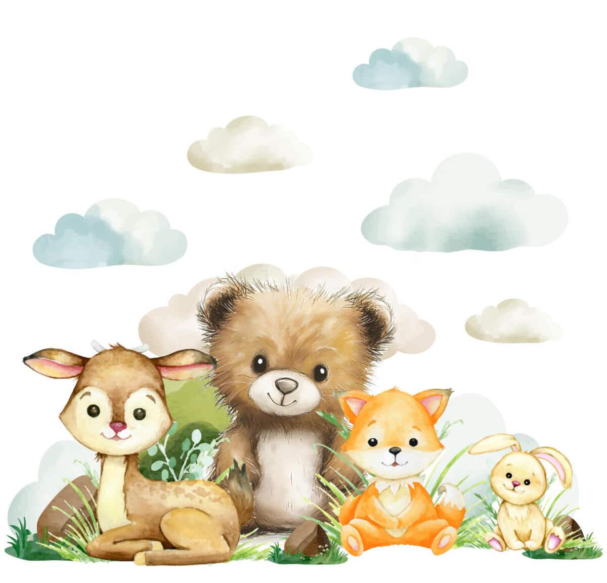 Kolorowe Naklejki na Ścianę- Miś, Lisek i Jelonek | Urocze zwierzątka do pokoju dziecięcego T42168 - zdjęcie 3