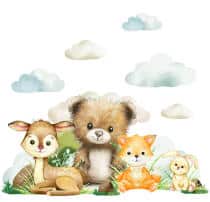 Kolorowe Naklejki na Ścianę- Miś, Lisek i Jelonek | Urocze zwierzątka do pokoju dziecięcego T42168 - miniaturka 3