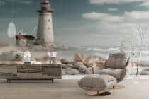 Marynistyczna fototapeta- Latarnia, muszle, plaża | Pejzaż morski do salonu i sypialni 82104 - miniaturka 2