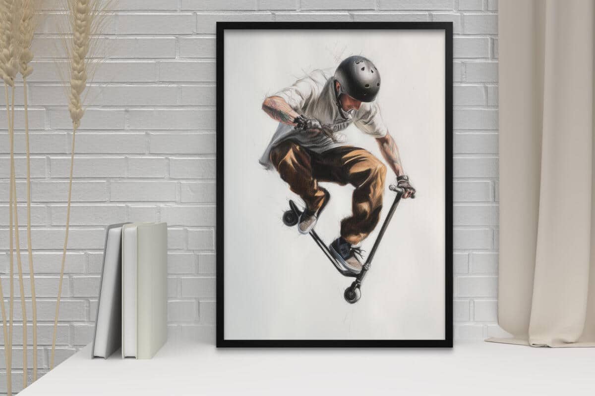 Plakat urban style – Skater na hulajnodze | Nowoczesna dekoracja do pokoju młodzieżowego 82195 - zdjęcie 2