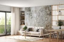 Fototapeta Vintage- Mandala na postarzanym murze | Rustykalna dekoracja ścienna do salonu i sypialni 82146 - miniaturka 2