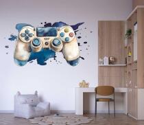 Naklejka dla chłopca- akwarelowy Pad do gier | Pastelowa dekoracja ścienna do pokoju gamera T82173 - miniaturka 2