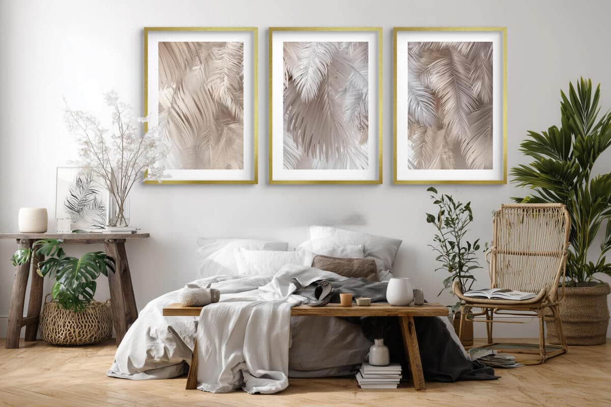 Plakaty z motywem Tropikalnym- Liście Palmowe w beżu | Minimalistyczna Dekoracja do wnętrz w Stylu Skandynawskim, boho 82256 - zdjęcie 4