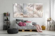 WYPRZEDAŻ 60x120 Obrazy na Płótnie – Liście w beżu | Minimalistyczny Tryptyk w Stylu Skandynawskim, boho 82259 - miniaturka 5