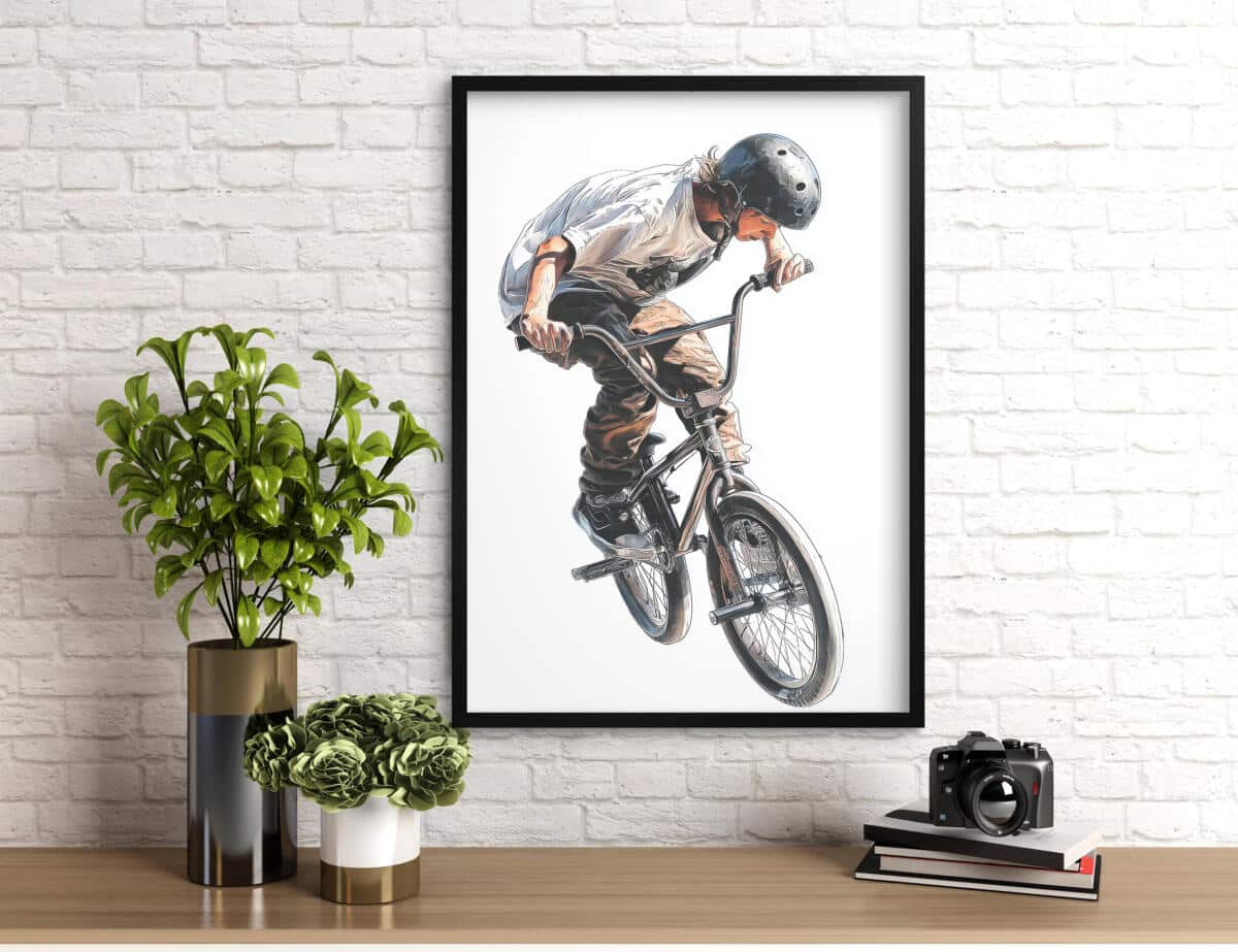 Nowoczesny Plakat Sportowy – Rower BMX w Akcji | Dekoracja do Pokoju chłopca, nastolatka 82196 - zdjęcie 2