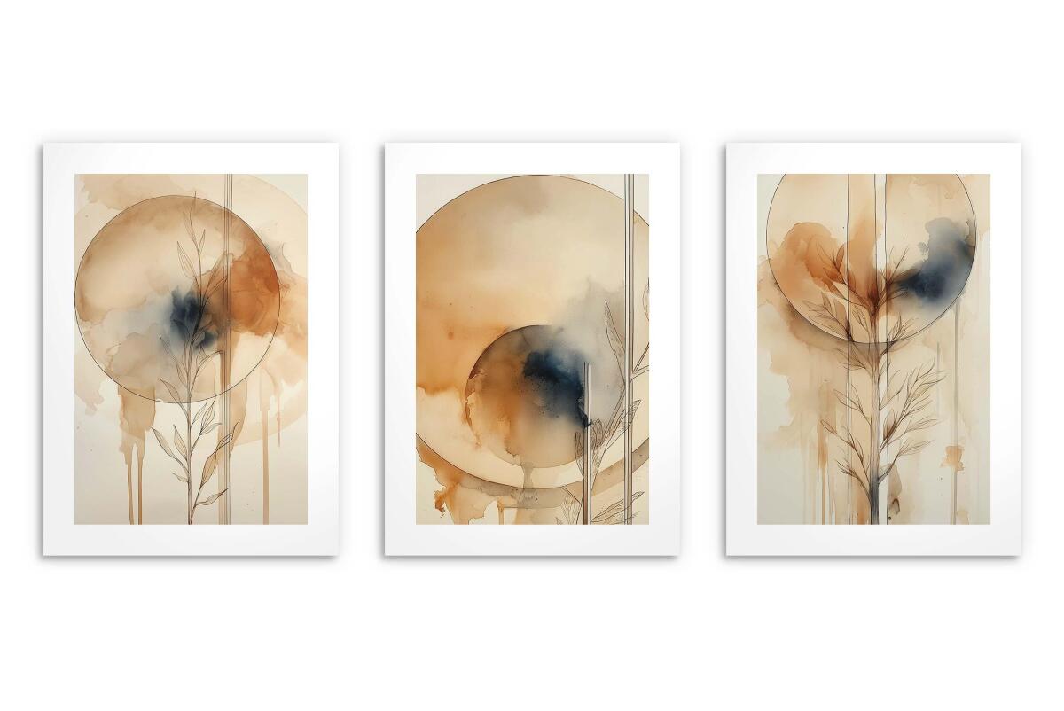 Plakaty Boho Akwarela | Zestaw Obrazów Abstrakcyjnych z Motywem Roślinnym | Beżowa Dekoracja do Salonu i Sypialni 82200 - zdjęcie 8