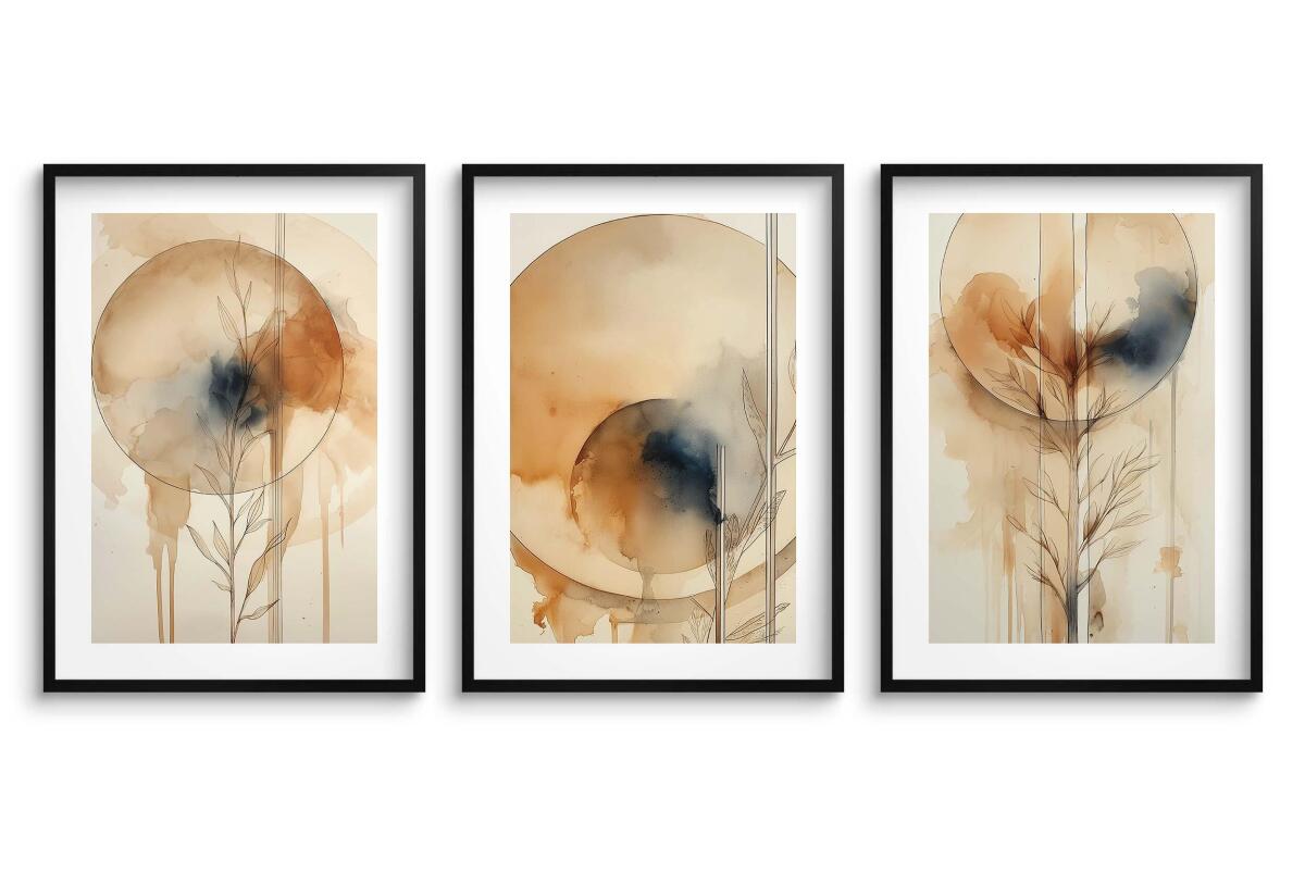 Plakaty Boho Akwarela | Zestaw Obrazów Abstrakcyjnych z Motywem Roślinnym | Beżowa Dekoracja do Salonu i Sypialni 82200 - zdjęcie 6