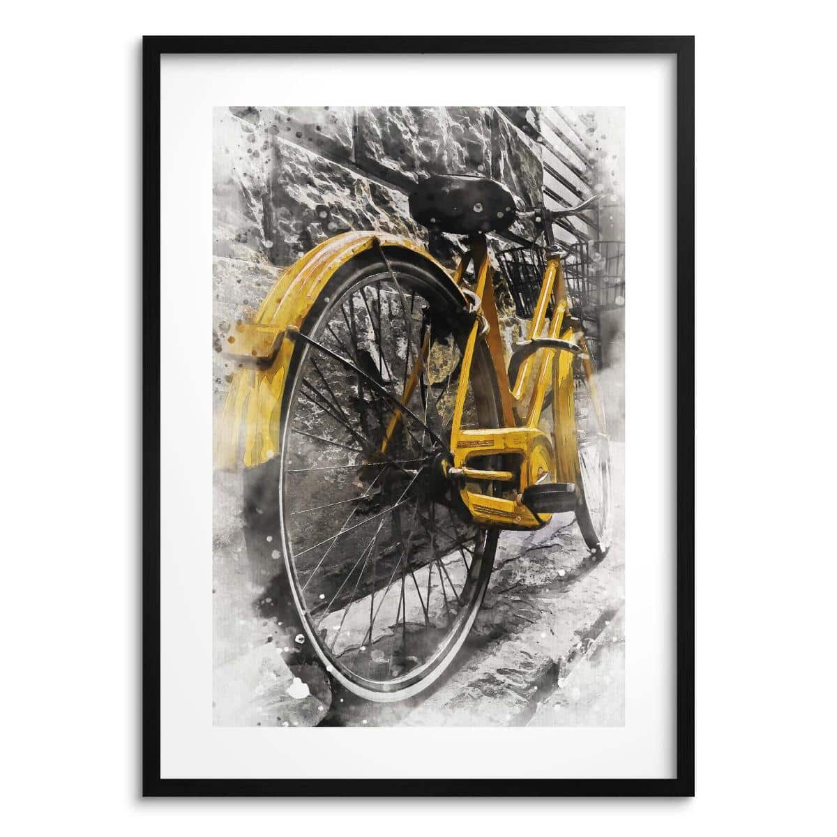 Plakat z Żółtym Rowerem- Akwarela w Stylu Retro 82309