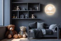 Dziecięca Lampka Nocna z imieniem | Drewniana Lampka LED na ścianę - Kosmos, Planeta 82269 - miniaturka 4