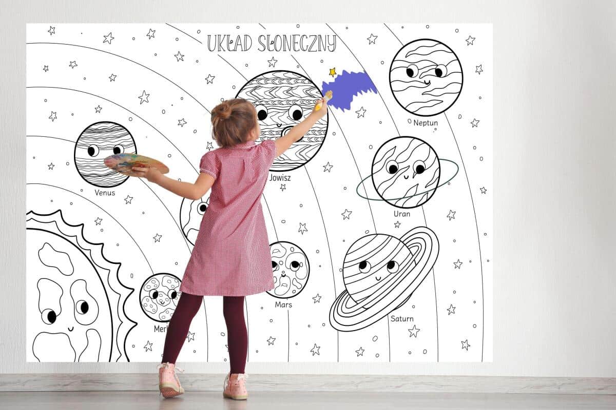 Duża Kolorowanka- Układ Słoneczny | Planety i Słońce – Edukacyjna Zabawa dla Dzieci | Kolorowanka Kosmos 82185 - zdjęcie 3