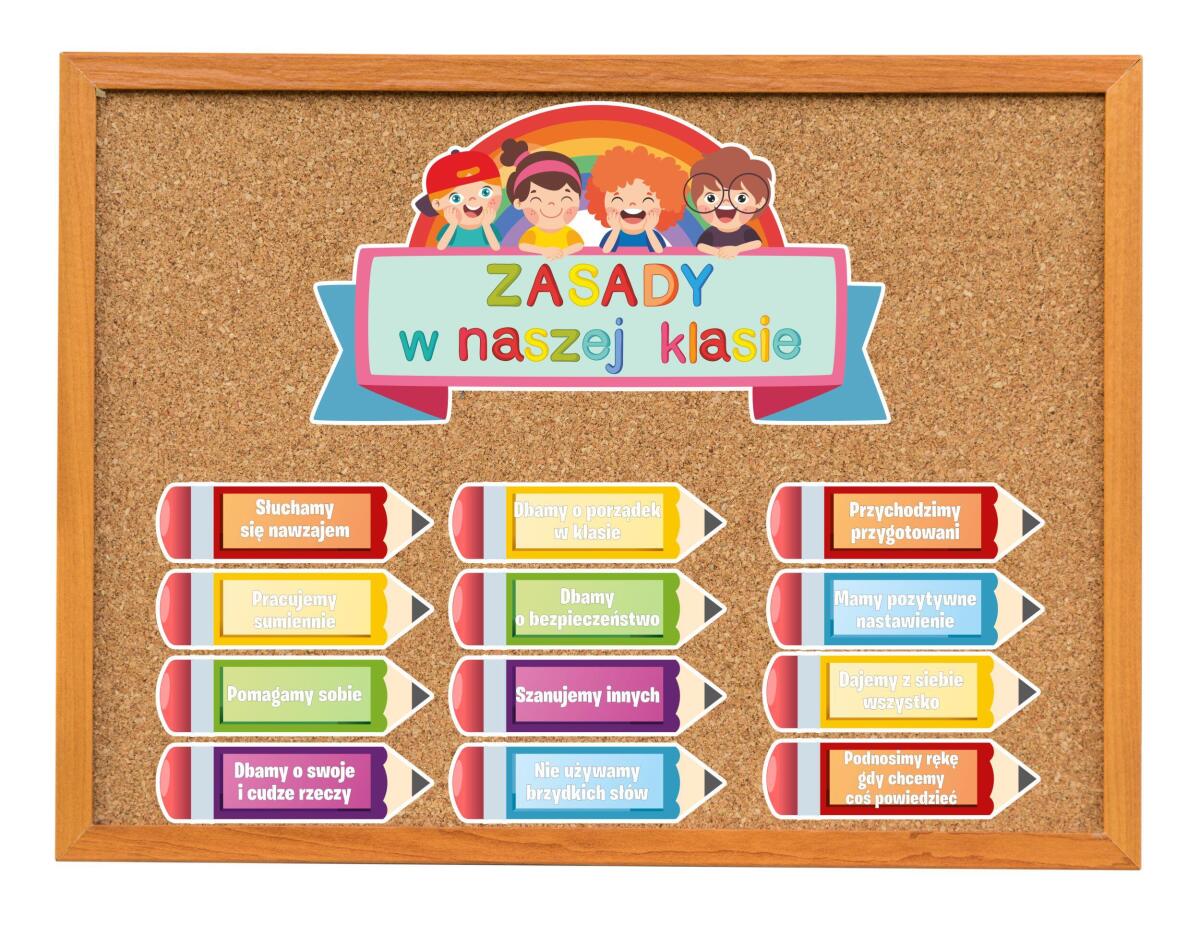 Naklejki na gazetkę szkolną, drzwi- Zasady w Naszej Klasie | Dekoracje do szkoły, klasy 66777 - zdjęcie 4