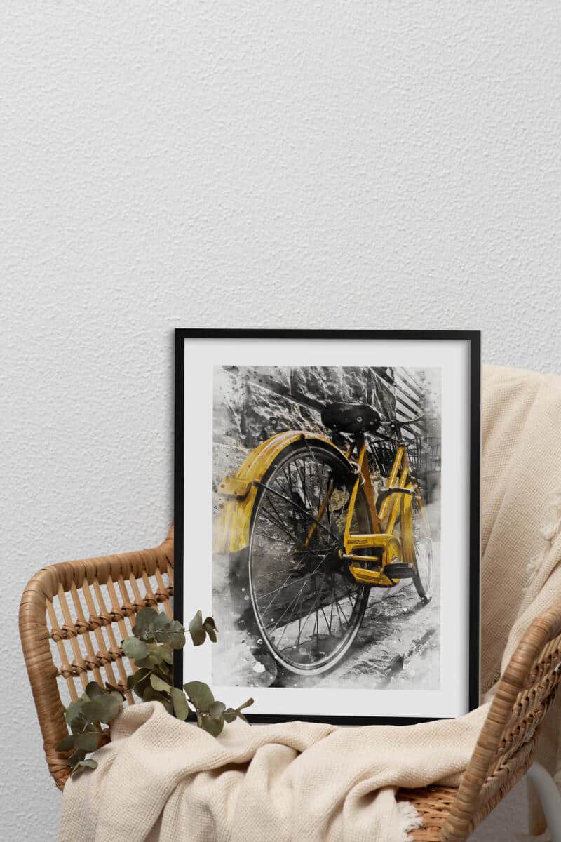 Plakat z Żółtym Rowerem- Akwarela w Stylu Retro 82309 - zdjęcie 4