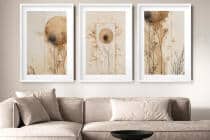 Beżowe Plakaty do salonu, sypialni w stylu skandynawskim | Minimalistyczne Obrazy na ścianę- akwarelowe kształty 82199 - miniaturka 4