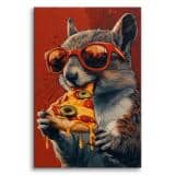 Nowoczesny obraz na płótnie Wiewiórka z pizzą | Dekoracja ścienna pop art | Humorystyczna grafika do biura i pokoju nastolatka O94122 - miniaturka 1