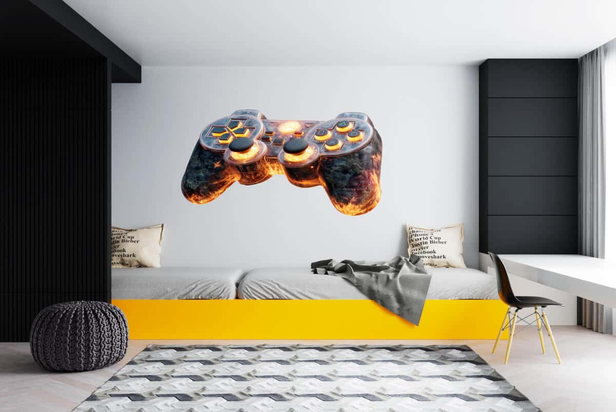 Młodzieżowa Naklejka na ścianę, meble- ognisty Gamepad | Pokój nastolatka, chłopca, gracza T82176