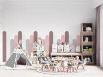 Różowa lamperia dziecięca – pastelowa dekoracja i ochrona ściany do pokoju dziewczynki, żłobka i przedszkola 66772 - miniaturka 3