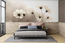 Beżowa Fototapeta- Polne Kwiaty | Subtelna Dekoracja Ścienna do Salonu i Sypialni 82129 - miniaturka 3