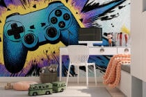 Kolorowa Fototapeta Pop Art- komiksowy kontroler | Gamingowa Tapeta dla chłopca, nastolatka | Pokój gracza 82167 - miniaturka 1