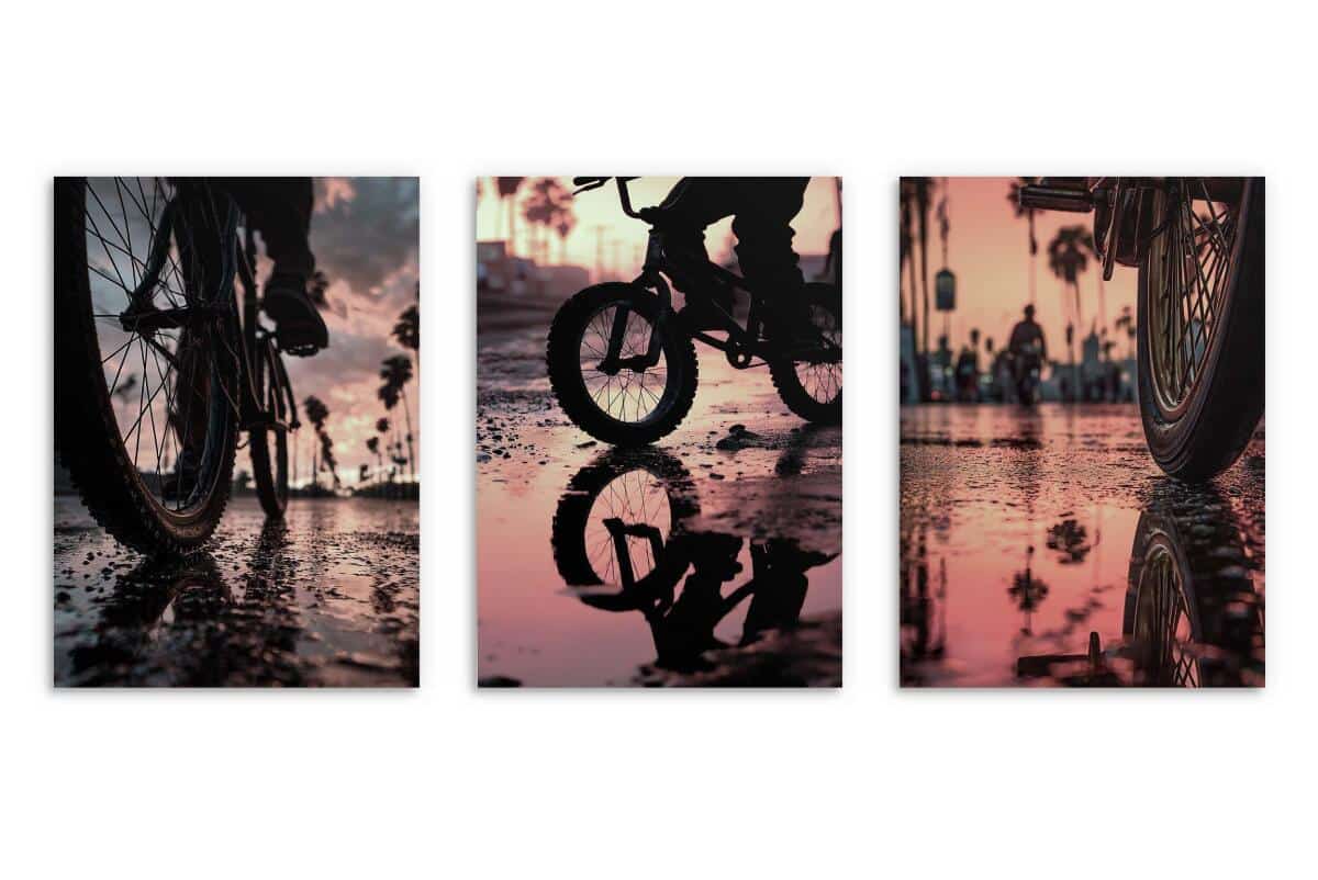Plakaty Urban Style- Rowery BMX | Klimatyczny Zachód Słońca i Palmy | Dekoracja do pokoju nastolatka 82188 - zdjęcie 8