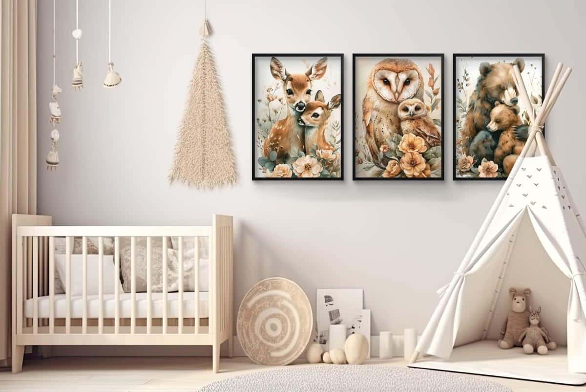 Urocze Plakaty do pokoju dziecka- leśne zwierzątka | Zestaw Obrazków dziecięcych w stylu skandynawskim, boho 82142 - zdjęcie 2