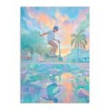 Młodzieżowy Plakat Urban Art– hulajnoga, miasto i pastelowe barwy | Kolorowa dekoracja do pokoju chłopca 82191 - miniaturka 7