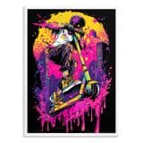 Kolorowy plakat graffiti – hulajnoga i i neonowe barwy | Dekoracja Street Art do pokoju chłopca, nastolatka 82192 - miniaturka 1