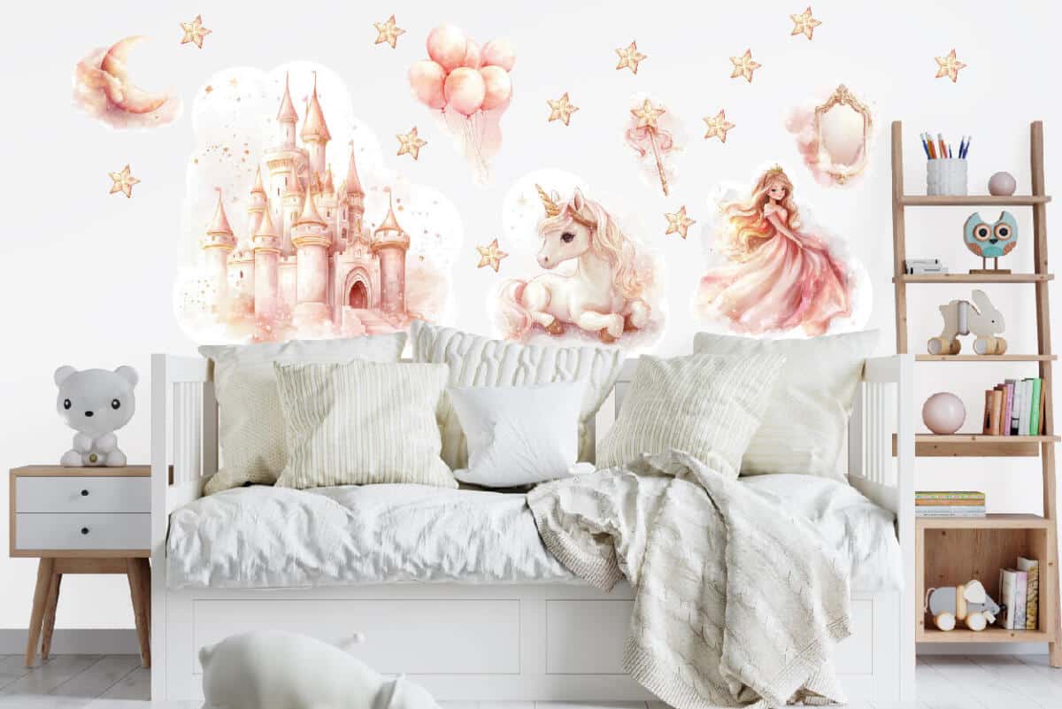 Różowe Naklejki dla dziewczynki – Księżniczka, Zamek, Jednorożec T42170 - zdjęcie 2