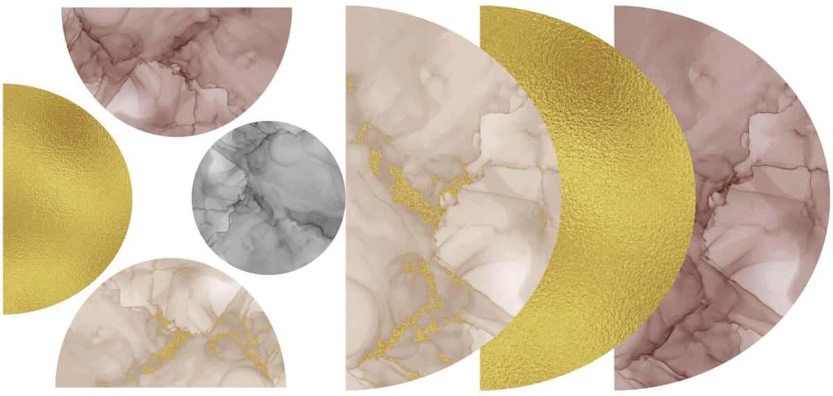 Nowoczesna naklejka na ścianę z efektem marmuru i złota | Oryginalna dekoracja ścienna do salonu, biura T66781 - zdjęcie 4