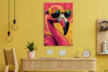 Obraz na płótnie Flaming w okularach | Kolorowa dekoracja ścienna | Tropikalny styl pop art do salonu, biura i pokoju młodzieżowego O94120 - miniaturka 3
