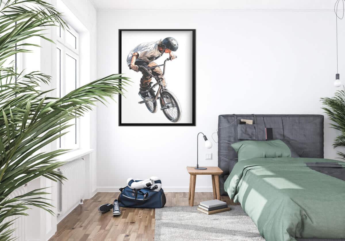 Nowoczesny Plakat Sportowy – Rower BMX w Akcji | Dekoracja do Pokoju chłopca, nastolatka 82196 - zdjęcie 3
