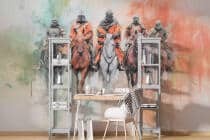 Fototapeta Fantasy z Rycerzami w kolorowej mgle | Oryginalna Tapeta na ścianę dla fana RPG, nastolatka 82313 - miniaturka 1