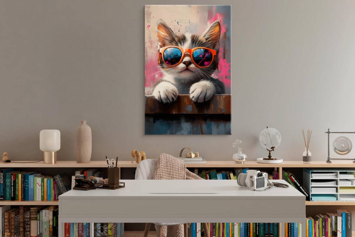 Obraz na ścianę do pokoju dziecka- Kot w okularach | Dekoracja dla dziewczynki, nastolatki O94212 - zdjęcie 5