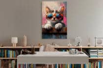 Obraz na ścianę do pokoju dziecka- Kot w okularach | Dekoracja dla dziewczynki, nastolatki O94212 - miniaturka 5