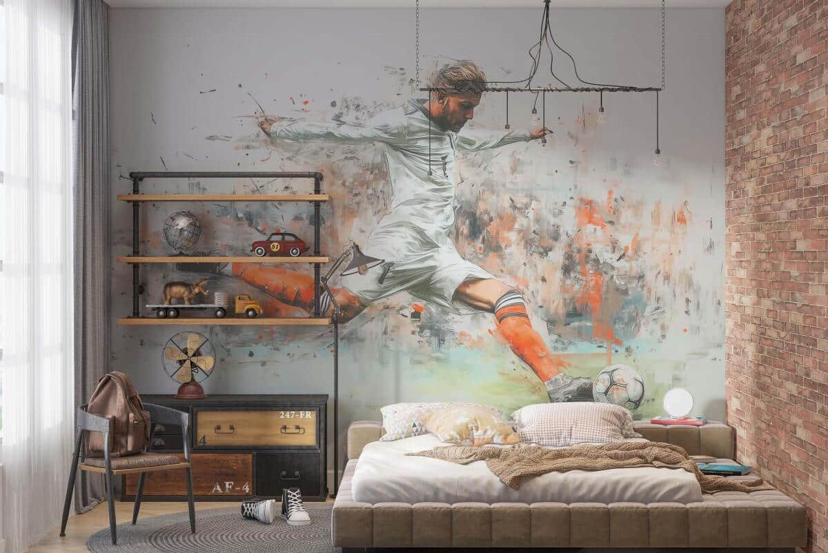 Fototapeta Młodzieżowa- Piłka Nożna w stylu akwareli | Sportowe Tapety do pokoju chłopca, nastolatka- Piłkarz 82238 - zdjęcie 3